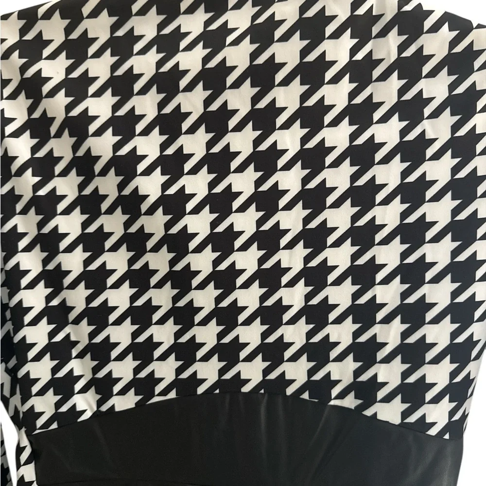 Allegra K‎ New With Tags Faux Leather Black Houndstooth Dress Size Small Zipper
